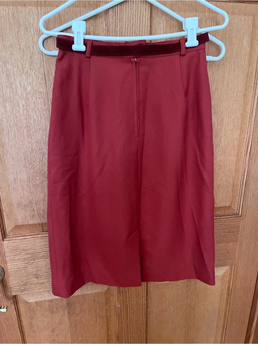 Vintage John Meyer Women's Deep Red Two-Piece Skirt Suit